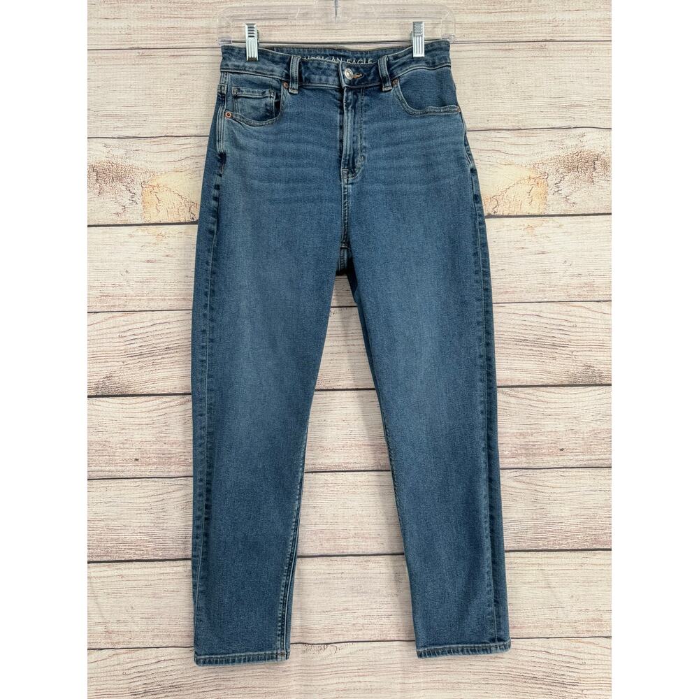 American Eagle Mom Stretch Jeans Womens 4 Short‎ Blue Medium Wash Denim